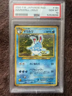 Pokemon Azumarill Holo PSA 10 Japanese Neo - Image 1