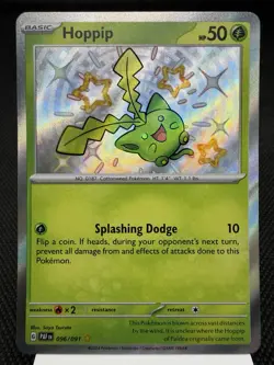 Hoppip 096/091 - Shiny Holo Rare - Paldean Fates Pokemon Card MINT - Image 1