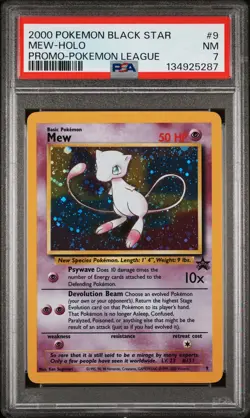 2000 POKEMON PROMO BLACK STAR POKEMON LEAGUE #9 MEW-HOLO PSA 7 - Image 1