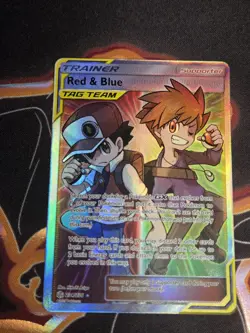 Pokemon Red & Blue Full Art TAG TEAM Ultra Rare Holo 234/236 Cosmic Eclipse - Image 1