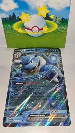 Pokemon TCG Blastoise ex 009/165 Scarlet Violet 151 Double Rare JUMBO Near Mint - Image 1