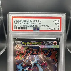 2025 Pokemon Mega Evolution UPC Promo Mega Charizard #023 EN Graded PSA 7 - Image 2