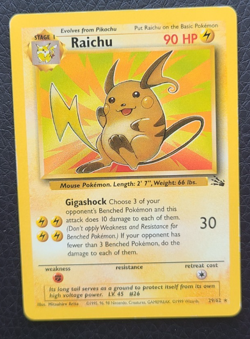 Pokemon TCG Raichu 29/62 Rare Fossil Non-Holo Card 1999-2000 LP - Image 1
