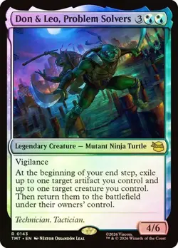 NM Foil Don & Leo, Problem Solvers, MTG, TMNT, Magic the Gathering, 143 - Image 1