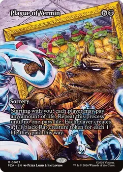 NM Borderless Plague of Vermin, MTG, TMNT, Magic the Gathering, 7 - Image 1