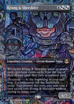 Magic the Gathering MTG - Turtles TMNT Krang & Shredder FOIL Borderless 201 - Image 1