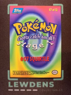 Squirtle #07 E7 Rainbow Holo 1st Print Topps Pokemon The First Movie - Blue Logo - Image 2