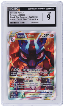 2023 Pokemon SWSH Black Star Promo Crown Zenith Lucario Vstar CGC 9 - Image 1