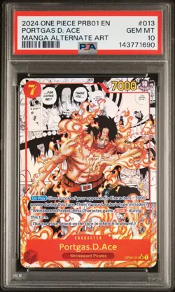 Portgas.D.Ace PSA 10 - OP02-013 - Manga Alt Art- PRB Premium Booster - One Piece - Image 1