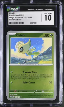 CGC 10 Celebi 012/132 Reverse Holo Mega Evolution Pokemon Card - Image 1