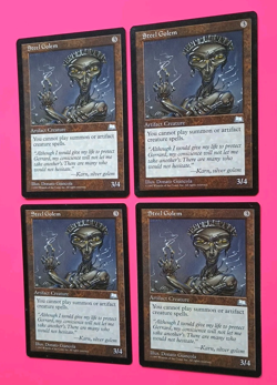 Magic the Gathering MTG Weatherlight STEEL GOLEM X 4 ( 3 LP/EX & 1 MP) U 1999! - Image 2
