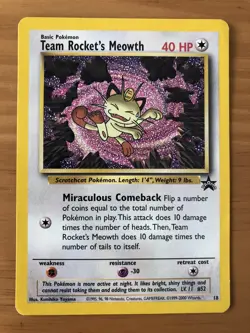 18 | Team Rocket's Meowth | WOTC Black Star Promo | Pokemon Card | LP/Good - Image 1