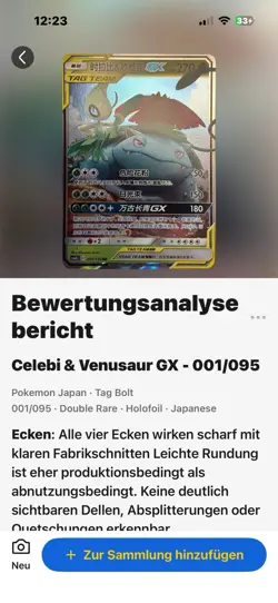 Pokemon Karte Celebi & Venusaur GX TAG TEAM Full Art Mint - Image 3