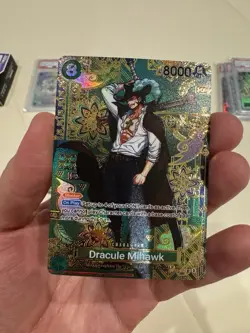 One Piece Dracule Mihawk - OP12-030 (SP) The Azure Sea's Seven Foil Custom Card - Image 2