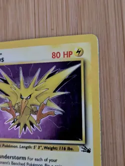 Zapdos 15/62 HOLO Fossil Set Rare Pokemon Card WOTC 1999 MP - Image 4
