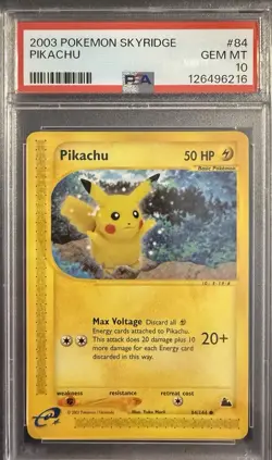 Pikachu Non Holo #84/144 - 2003 Pokemon Skyridge - GEM Mint PSA 10 - Low POP 188 - Image 1
