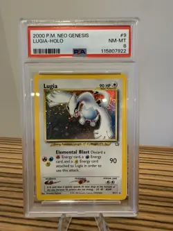 2000 LUGIA HOLO RARE NEO GENESIS POKEMON TCG PSA 8 NEAR MINT-MINT #9/111 - Image 1