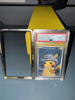 Grey Felt hat Van Gogh Pikachu PSA 10 Veronica Taylor Signed Auto 10 Pokemon - Image 1