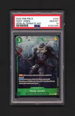 One Piece Hody Jones Alt Art OP06-035 English Wings of the Captain PSA 10 - Image 1