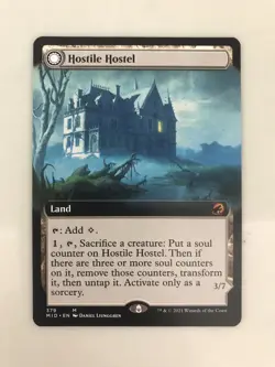 Hostile Hostel / Creeping Inn Extended Borderless MTG Magic Card NM Mint MID - Image 1