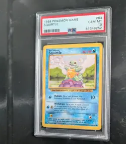 PSA 10 GEM 💎 MINT 1999 BASE SET POKEMON SQUIRTLE 63/102 #63 WOTC GRADED CARD - Image 1