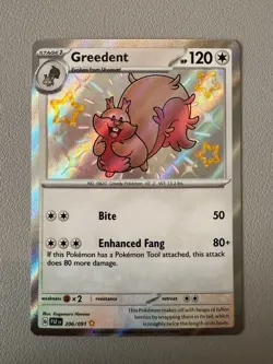Pokemon Card Greedent 206/091 Paldean Fates - Near Mint - Image 1