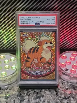 Growlithe *SPARKLE* 2000 Pokemon Topps Chrome TV #58 PSA 8 NM-MT RARE POP 10 🔥 - Image 4
