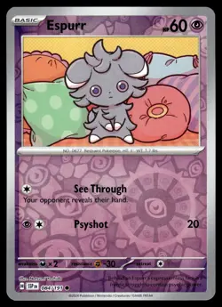 ESPURR 084/191 Common Surging Sparks Pokemon Reverse Holo NM - Image 1