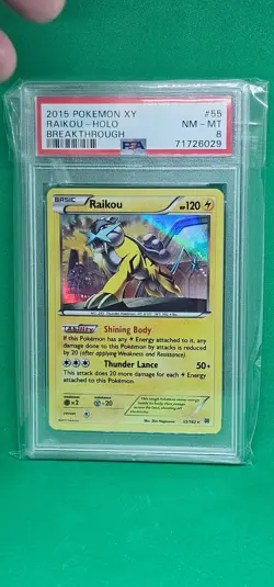2015 Pokemon XY Raikou Holo Breakthrough #55 PSA 8 NM-MT - Image 1
