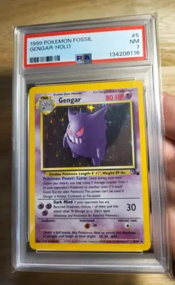 1999 Pokemon Fossil GENGAR 5/62 Holo Card PSA 7 - Image 1
