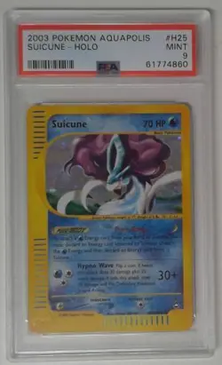 1x V0099: 2003 Suicune - H25/H32 - Holo Rare - Aquapolis - PSA: 9: Mint: 617748 - Image 1