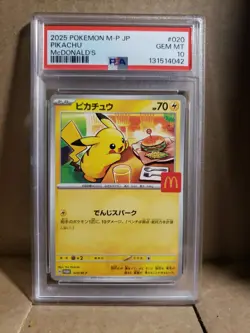 PIKACHU PSA 10 GEM MINT JAPANESE 2025 POKEMON JPN M-P PROMO MCDONALD'S #020 - Image 1