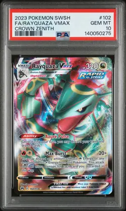 2023 POKEMON SWORD & SHIELD CROWN ZENITH #102 FULL ART/RAYQUAZA VMAX PSA 10 - Image 1