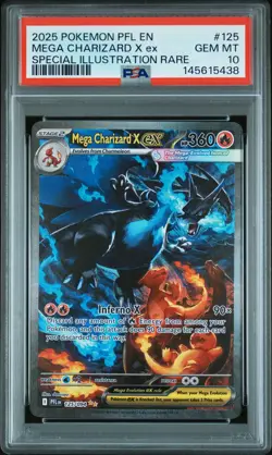 2025 POKEMON PFL EN-PHANTASMAL FLAMES #125 MEGA CHARIZARD X EX PSA 10 - Image 1