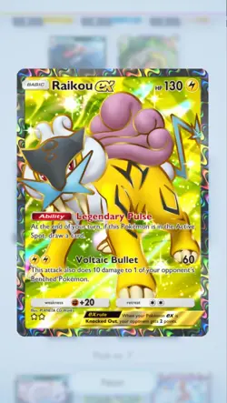 Pokemon TCG Pocket Raikou EX- 2⭐- Secluded Springs - ENGLISH - Image 1