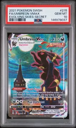 PSA 10 Umbreon Vmax #215 - Pokemon Evolving Skies Alt Art - TCG GEM MINT - Image 1