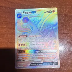 Pokemon Flygon GX Card Cosmic Eclipse 2019 256/236 Full Art Holo Rare HP240 Dra… - Image 1