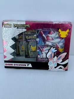 Pokemon TCG 25th Anniversary CELEBRATIONS DARK SYLVEON V Box #1 820650851773 - Image 1