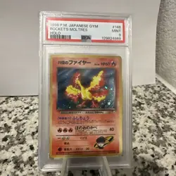 Pokemon TCG 1998 Japanese Gym Rocket's Moltres 146 Holo Rare PSA 9 SWIRL - Image 1