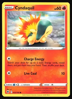 2022 Pokemon TCG Cyndaquil 023/189 Astral Radiance Common - Image 1