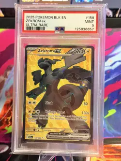 PSA 9 Zekrom ex 158/086 Pokemon Black Bolt Full Art Graded - Image 1
