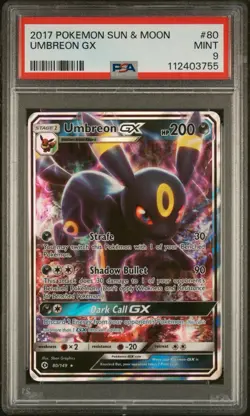 2017 Pokemon Sun & Moon #80 Umbreon GX PSA 9 MINT - Image 1