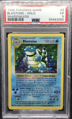Pokemon BLASTOISE Shadowless PSA 5 EX Holo Rare, Base Set 1999 Card #2/102! - Image 1