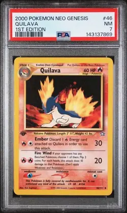 Pokemon TCG Quilava 1st Edition Uncommon Card Neo Genesis 46/111 Vintage PSA 7 - Image 1