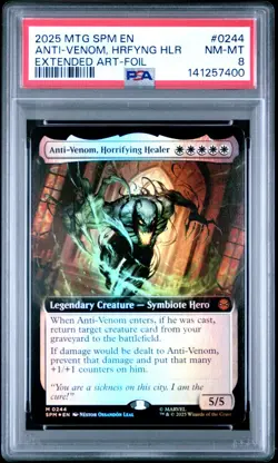 2025 MTG ANTI-VENOM Horrifying Healer #0244 Spiderman Extended Art Foil PSA 8 - Image 1