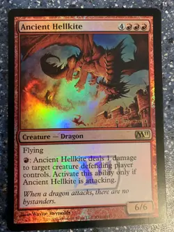 Magic the Gathering MTG Ancient Hellkite M11 Pre-release Rare Foil Nr Mint - Image 1