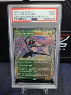 Silk, Web Weaver (Borderless) Marvel's Spider-Man Foil PSA 9 MTG Magic - Image 1