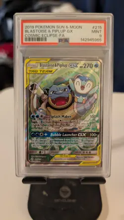 FA BLASTOISE PIPLUP GX TAG TEAM PSA 9 2019 POKEMON SUN MOON COSMIC ECLIPSE #215 - Image 1