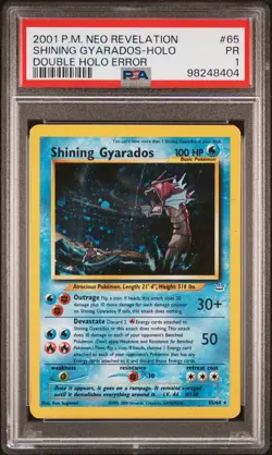 Shining Gyarados Holo 65/64 Double Error Neo Revelation Pokemon PSA 1 - Image 1
