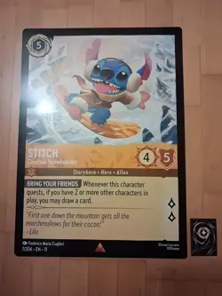 Lorcana Oversized jumbo promo Card Rare Stitch Carefree Snowboarder Giant Disney - Image 1